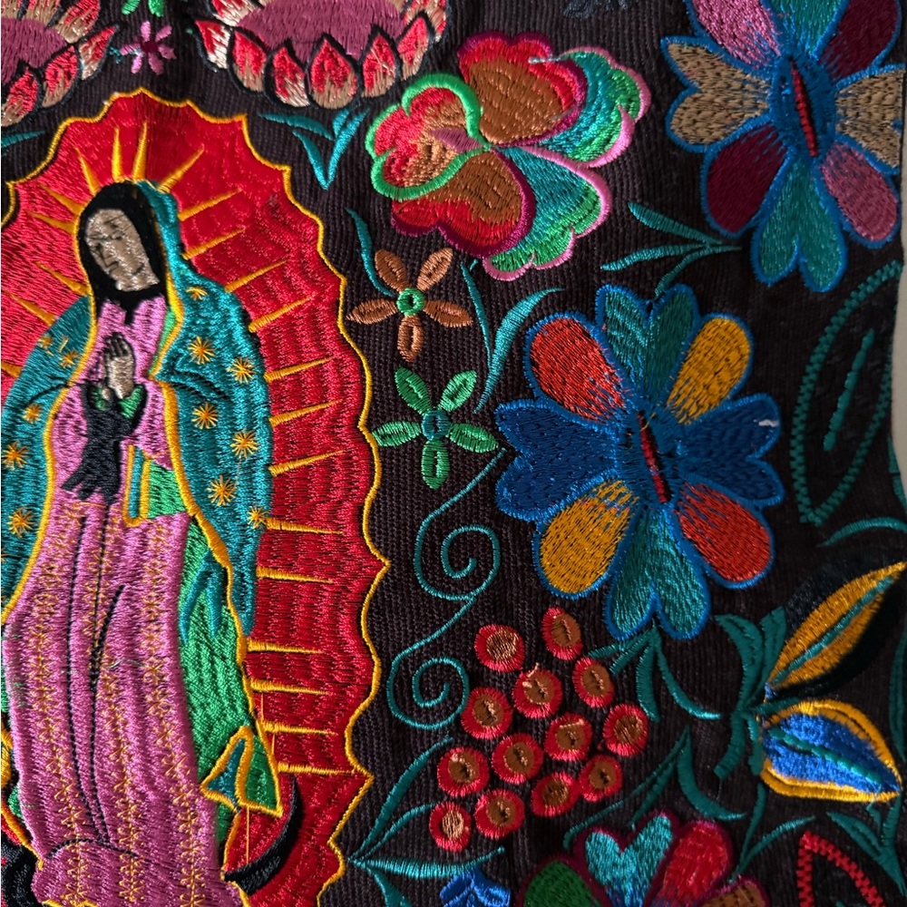 Our Lady of Guadalupe tote, Mexican Embroidered Tote Bag, embroidered tote, - Picture 6 of 7